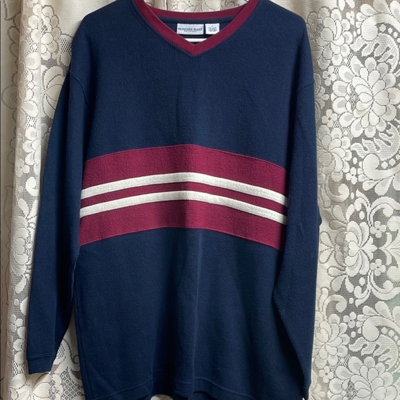Montana Blues Jean Company Other - Montana Blues Jean Co. 100% cotton Men's Navy and Burgundy Striped Sweater